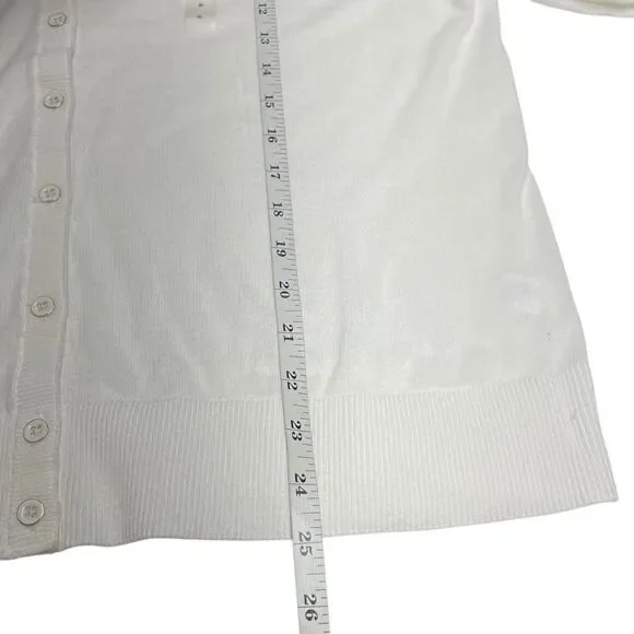 GAP Snowflake Milk White 3/4 Sleeve Crewneck Cardigan Sweater - Picture 6 of 7